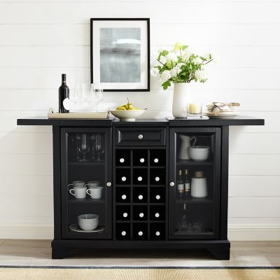 Crosley Lafayette Sliding Top Bar Cabinet, Black