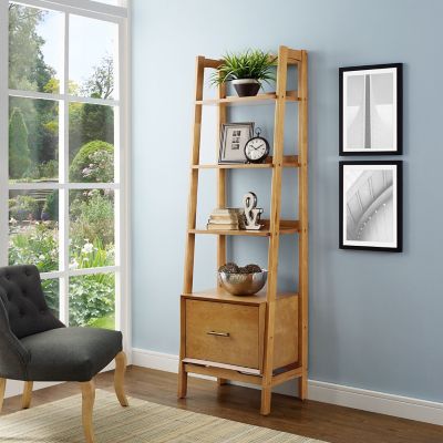 Crosley 3-Shelf Landon Small Etagere with Storage Drawer, Acorn