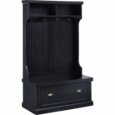 Image showing  4-Hook 64.5 in. Seaside Hall Tree, Distressed Black