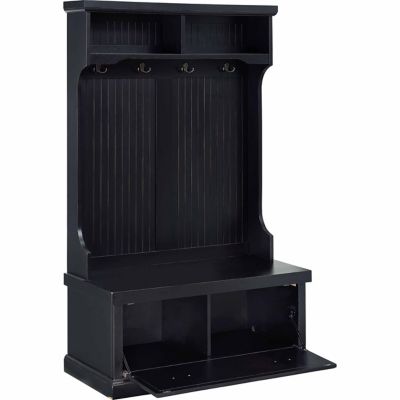 Image showing  4-Hook 64.5 in. Seaside Hall Tree, Distressed Black
