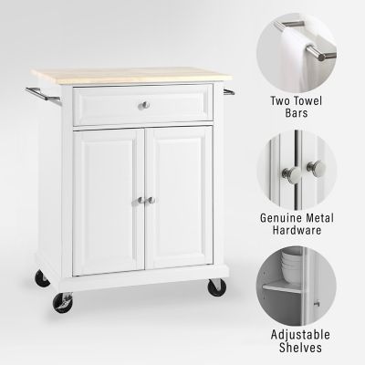 Image showing  3-Tier Natural Wood-Top Portable Wheeled Kitchen Island, Natural