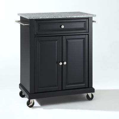 Image showing  3-Tier Compact Granite-Top Wheeled Kitchen Cart, Gray