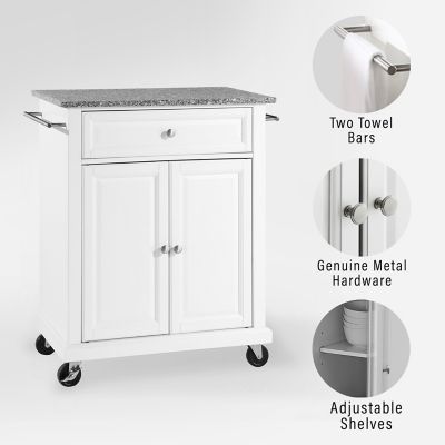 Image showing  3-Tier Compact Granite-Top Wheeled Kitchen Cart, Gray