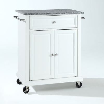Image showing  3-Tier Compact Granite-Top Wheeled Kitchen Cart, Gray