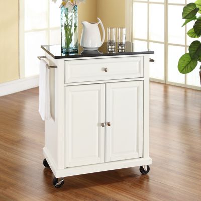 Crosley Black Compact Granite-Top Kitchen Cart