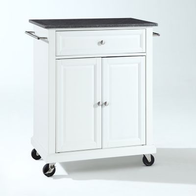 Image showing  3-Tier Compact Granite-Top Wheeled Kitchen Cart, Black