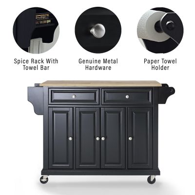 Image showing 6 th Crosley 3-Tier Natural Wood-Top Wheeled Kitchen Island Cart, Natural/Brushed Nickel