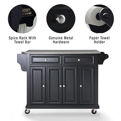 Image showing  3-Tier Stainless Steel-Top Wheeled Kitchen Island Cart, Stainless Steel