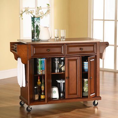 Image showing  3-Tier Stainless Steel-Top Wheeled Kitchen Island Cart, Stainless Steel