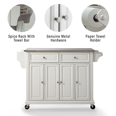 Image showing  3-Tier Stainless Steel-Top Wheeled Kitchen Island Cart, Stainless Steel