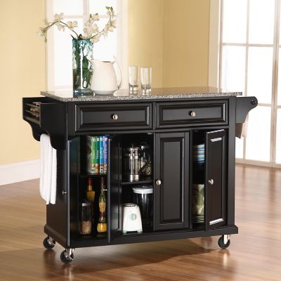 Image showing  3-Tier Granite Top Wheeled Kitchen Island Cart, Gray