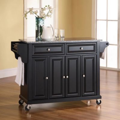 Image showing  3-Tier Granite Top Wheeled Kitchen Island Cart, Gray