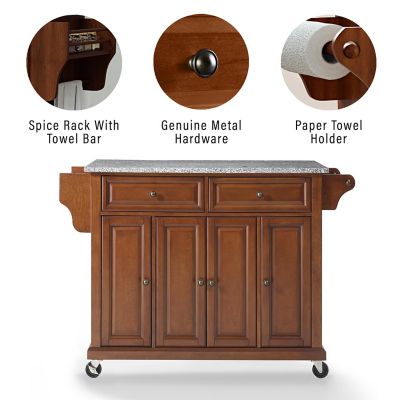 Image showing  3-Tier Granite Top Wheeled Kitchen Island Cart, Gray