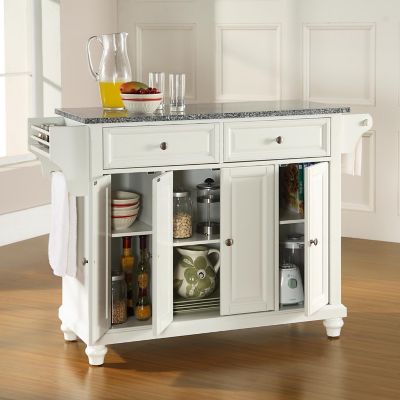 Image showing  3-Tier Granite Top Wheeled Kitchen Island Cart, Gray