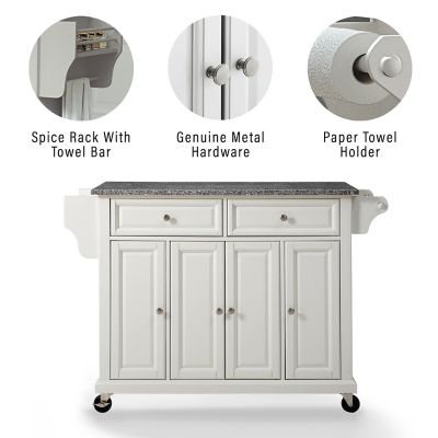 Image showing  3-Tier Granite Top Wheeled Kitchen Island Cart, Gray