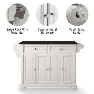 Image showing  3-Tier Granite Top Wheeled Kitchen Island Cart, Black