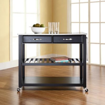 Image showing  Stainless Steel-Top Kitchen Cart with Stool Storage