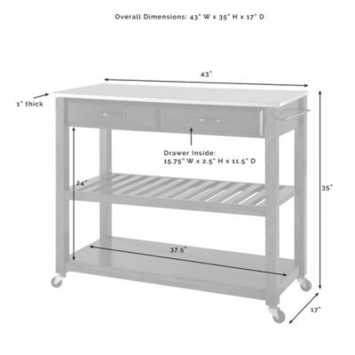 Image showing  Stainless Steel-Top Kitchen Cart with Stool Storage