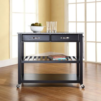 Crosley Granite Top Kitchen Cart with Stool Storage