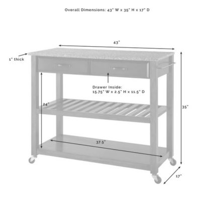 Image showing  Granite-Top Wheeled Kitchen Cart with Stool Storage