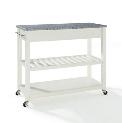 Image showing 5 th Crosley Granite-Top Wheeled Kitchen Cart with Stool Storage