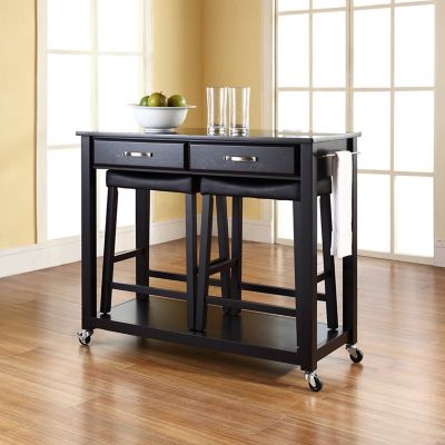 Crosley Granite Top Kitchen Cart with Stools, KF300544BK