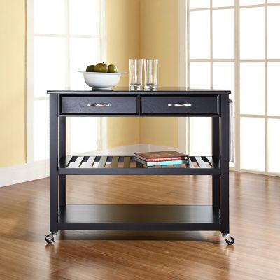 Crosley Black Granite-Top Kitchen Prep Cart