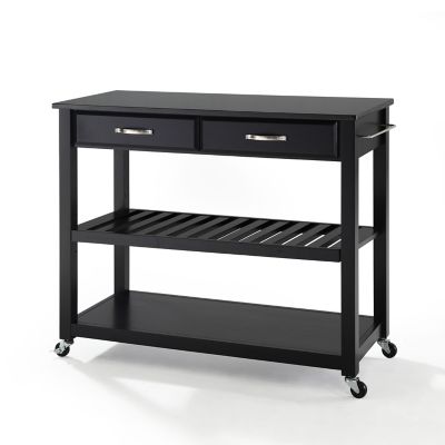 Image showing  Black Granite-Top Kitchen Prep Cart