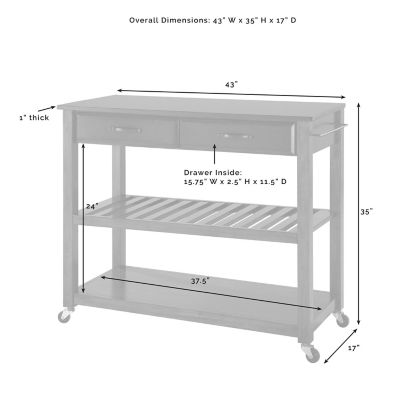 Image showing  Black Granite-Top Kitchen Prep Cart