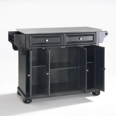 Image showing  3-Tier Alexandria Stainless Steel-Top Wheeled Kitchen Island