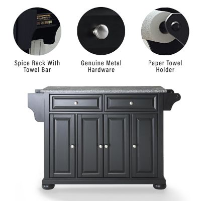 Image showing  3-Tier Alexandria Granite-Top Wheeled Kitchen Island, Gray