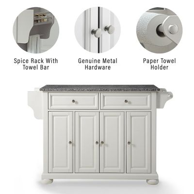 Image showing  3-Tier Alexandria Granite-Top Wheeled Kitchen Island, Gray