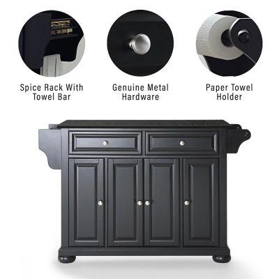 Image showing  3-Tier Alexandria Granite-Top Wheeled Kitchen Island, Black