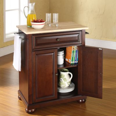 Image showing 1 th Crosley 3-Tier Alexandria Wood-Top Portable Wheeled Kitchen Island, Natural