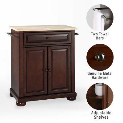 Image showing 3 th Crosley 3-Tier Alexandria Wood-Top Portable Wheeled Kitchen Island, Natural