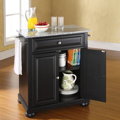 Image showing  3-Tier Alexandria Granite-Top Portable Kitchen Island/Cart, Gray