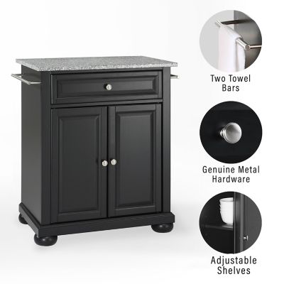 Image showing  3-Tier Alexandria Granite-Top Portable Kitchen Island/Cart, Gray