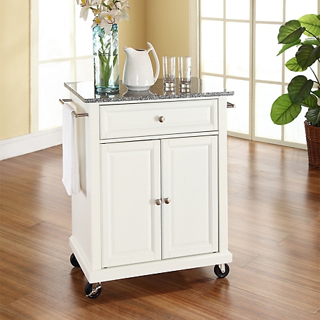 Crosley Alexandria Kitchen Cart with Granite Top, White