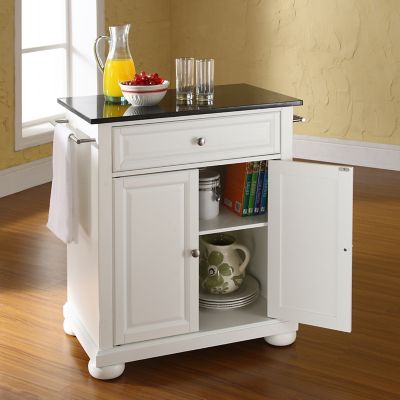 Image showing  3-Tier Alexandria Granite-Top Portable Kitchen Island/Cart, Black