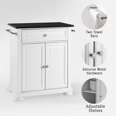 Image showing  3-Tier Alexandria Granite-Top Portable Kitchen Island/Cart, Black