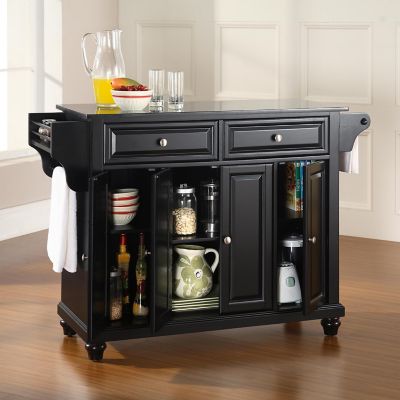 Image showing  3-Tier Cambridge Granite-Top Wheeled Kitchen Island, Black