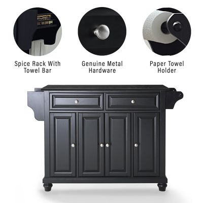 Image showing  3-Tier Cambridge Granite-Top Wheeled Kitchen Island, Black