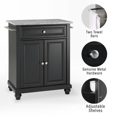 Image showing  3-Tier Cambridge Granite-Top Portable Kitchen Island/Cart, Gray