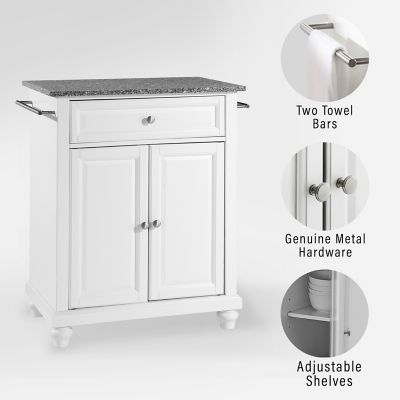Image showing  3-Tier Cambridge Granite-Top Portable Kitchen Island/Cart, Gray
