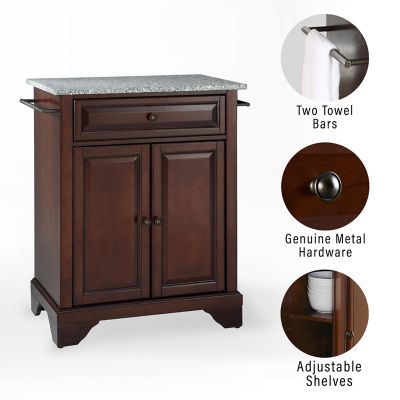 Image showing  3-Tier Lafayette Granite-Top Portable Kitchen Island/Cart, Gray
