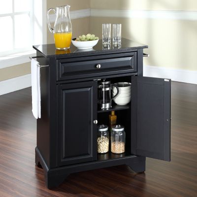 Image showing  3-Tier Lafayette Granite-Top Portable Kitchen Island/Cart, Black