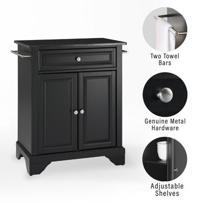 Image showing  3-Tier Lafayette Granite-Top Portable Kitchen Island/Cart, Black