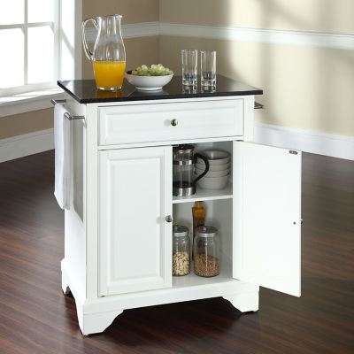 Image showing  3-Tier Lafayette Granite-Top Portable Kitchen Island/Cart, Black