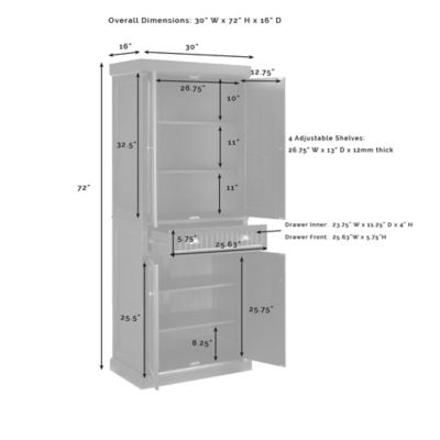 Image showing 8 th Crosley 72 in. Seaside Kitchen Pantry, CF3103-WH