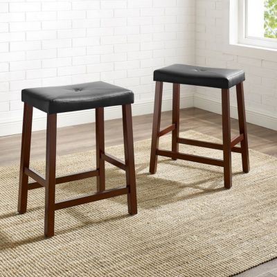 Image showing  Upholstered Saddle Seat Bar Stools, 24 in., 2-Pack